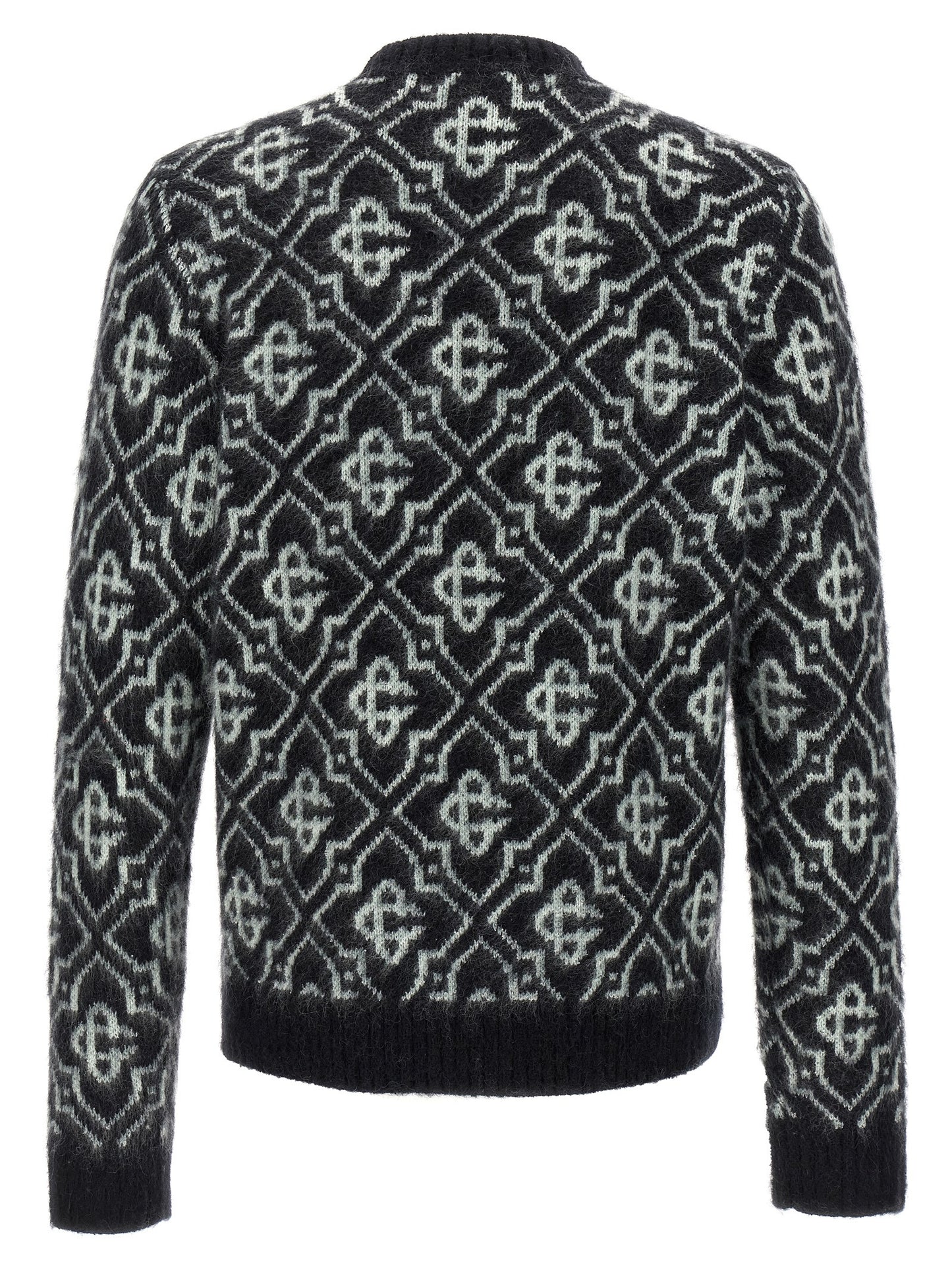 Cardigan by Casablanca for men in mohair nylon wool & cotton multicolor & monogram features an crisp silhouette, showcasing a sophisticated crew neckline and detail for a truly crisp finish.