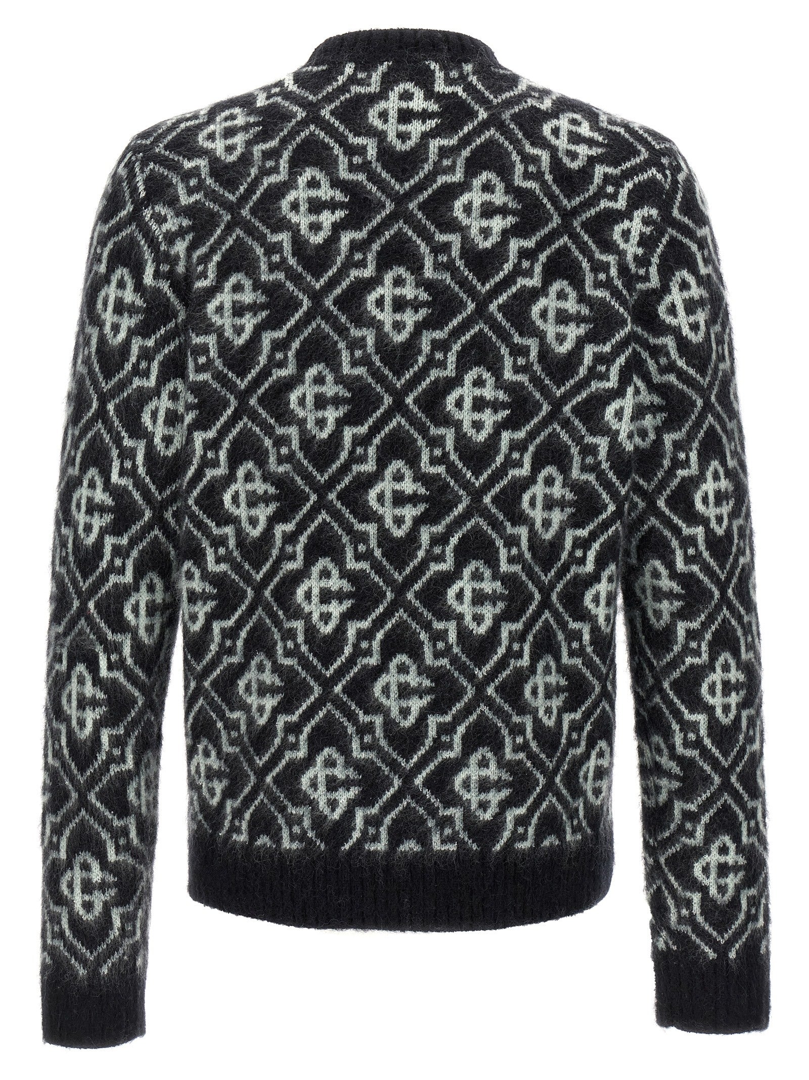 Cardigan by Casablanca for men in mohair nylon wool & cotton multicolor & monogram features an crisp silhouette, showcasing a sophisticated crew neckline and detail for a truly crisp finish.