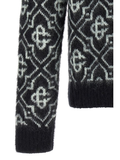 Cardigan by Casablanca for men in mohair nylon wool & cotton multicolor & monogram features an impeccable silhouette, showcasing a sophisticated and detail for a truly impeccable finish.
