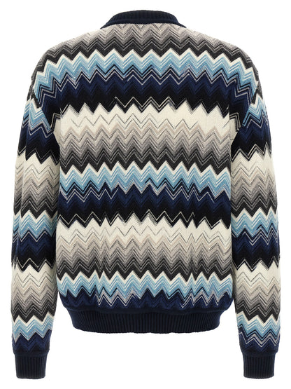 Cardigan by Missoni for men in wool cotton multicolor & patterned showcases a captivating silhouette, artfully detailed with a captivating and for a truly sophisticated captivating look.