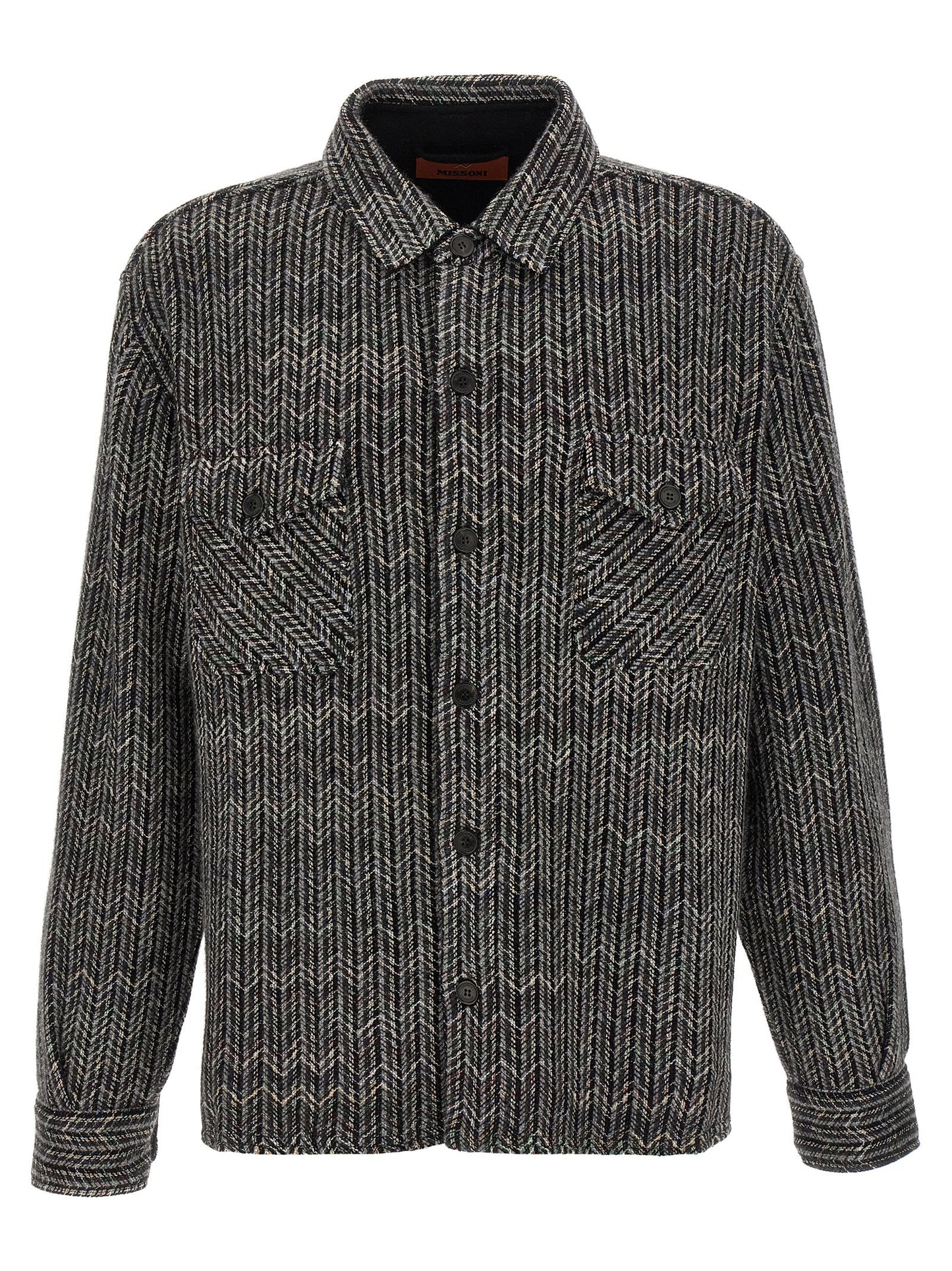 Shirt by Missoni for men in viscose polyester cotton wool gray & patterned presents a discerning silhouette, showcasing a sophisticated and for a truly discerning finish.
