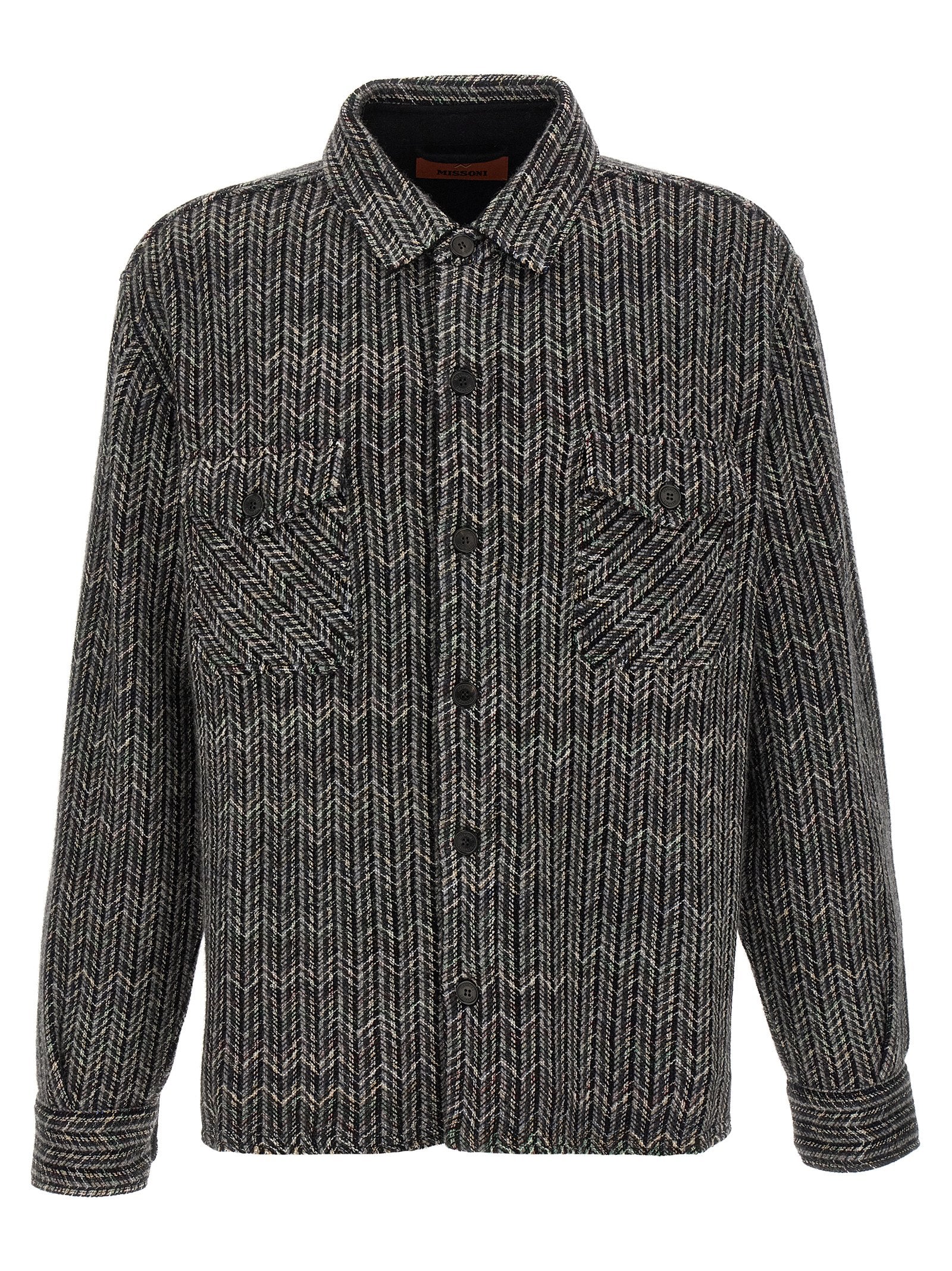 Shirt by Missoni for men in viscose polyester cotton wool gray & patterned presents a discerning silhouette, showcasing a sophisticated and for a truly discerning finish.