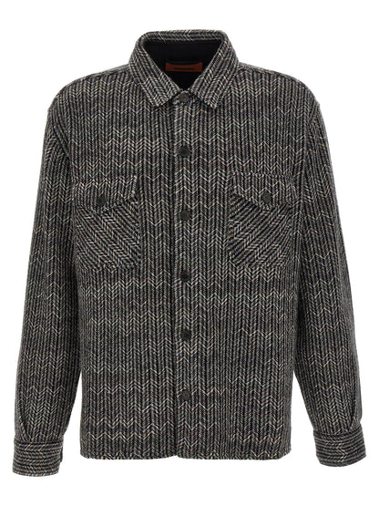 Shirt by Missoni for men in viscose polyester cotton wool gray & patterned presents a discerning silhouette, showcasing a sophisticated and for a truly discerning finish.