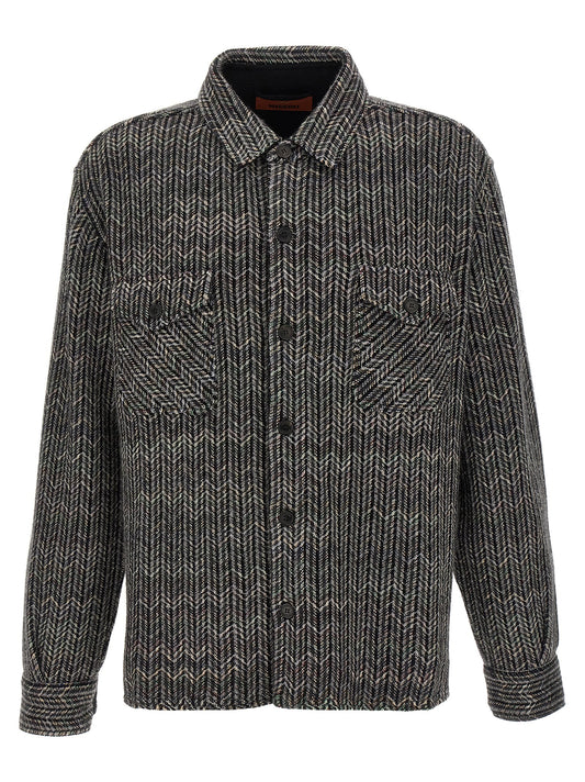 Shirt by Missoni for men in viscose polyester cotton wool gray & patterned presents a discerning silhouette, showcasing a sophisticated and for a truly discerning finish.