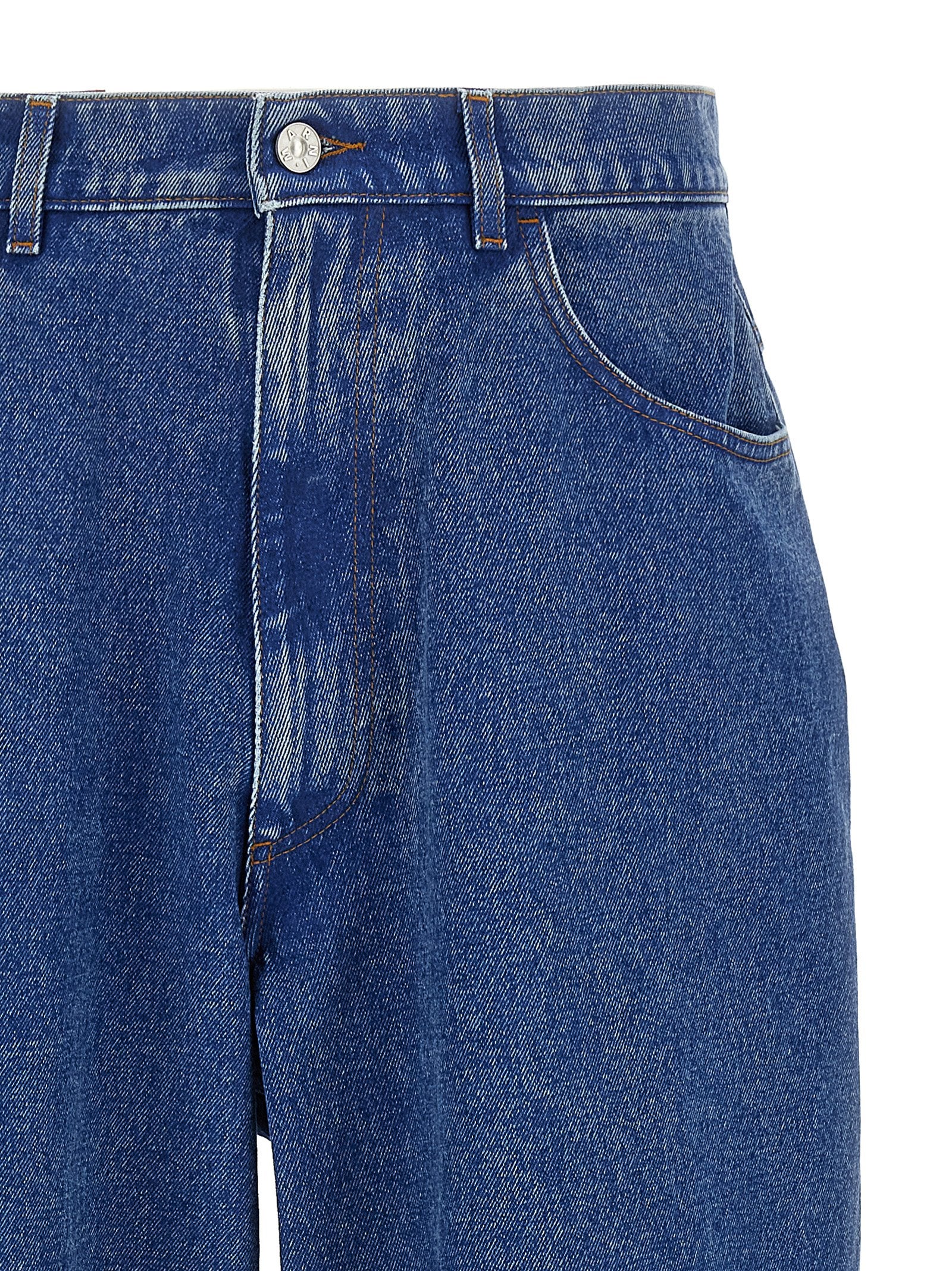 Jeans by Marni for men in cotton denim blue features a refined silhouette with a refined relaxed-fit & wide, defined by a low rise and a refined long for a refined finish.