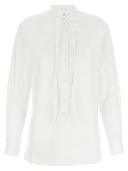 Blouse by Gucci for women in cotton white & striped features an architectural silhouette with a refined long-sleeve and elegant for a architectural look.