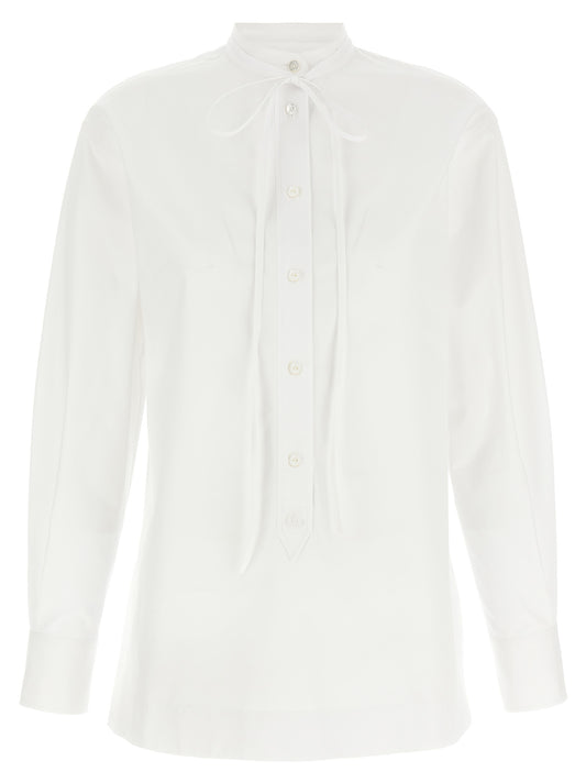 Blouse by Gucci for women in cotton white & striped features an architectural silhouette with a refined long-sleeve and elegant for a architectural look.