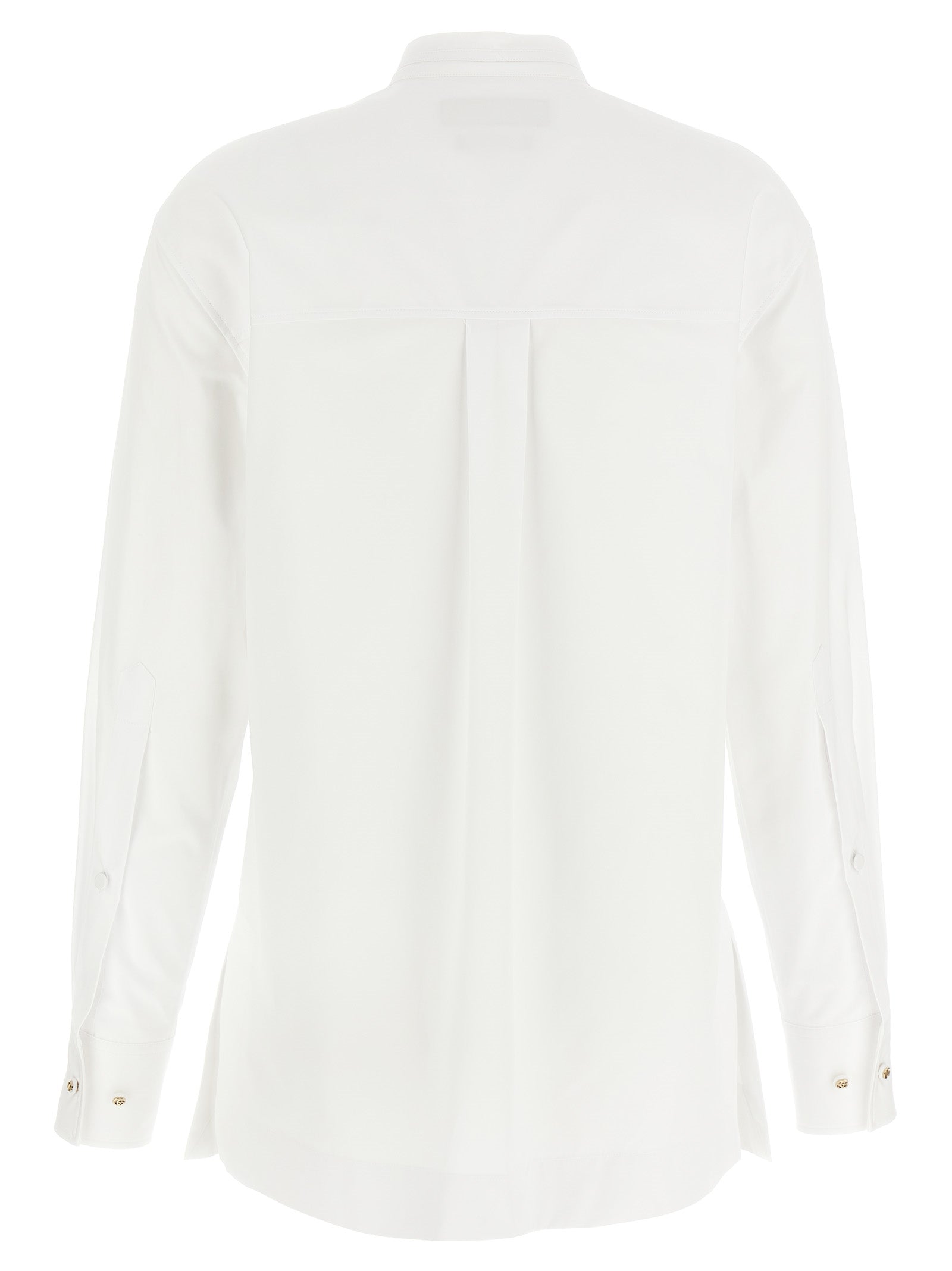 Blouse by Gucci for women in cotton white & striped showcases a sleek silhouette, elegantly detailed with a sleek and for a sleek finish.