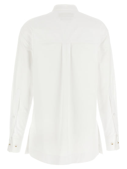 Blouse by Gucci for women in cotton white & striped showcases a sleek silhouette, elegantly detailed with a sleek and for a sleek finish.