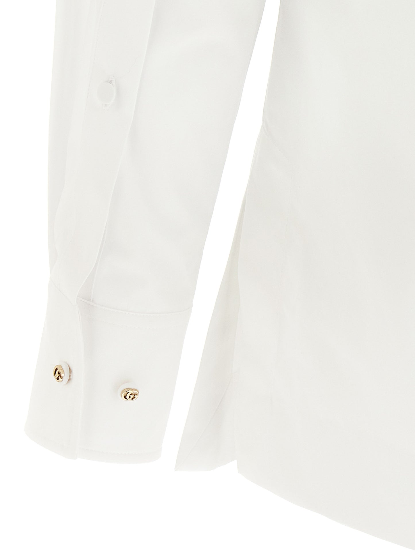 Blouse by Gucci for women in cotton white & striped features an architectural silhouette with a refined and elegant for a architectural look.