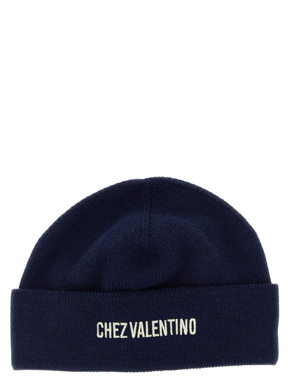 Beanie Hat by Valentino Garavani for men in virgin wool & cotton blue features a athleisure-luxe silhouette, artfully capturing the essence of the athleisure-luxe Virgin Wool & Cotton Beanie Hat design for a sophisticated look.