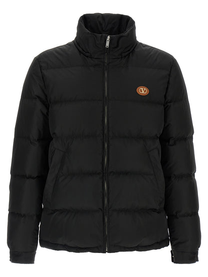 Hooded Puffer Jacket by Valentino Garavani for men in polyamide black & signature presents a effortlessly chic silhouette, showcasing a sophisticated wrap hooded neckline and premium hooded & insulated for a truly effortlessly chic finish.