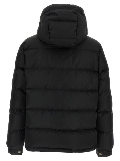 Hooded Puffer Jacket by Valentino Garavani for men in polyamide black & signature showcases a bohemian silhouette, artfully detailed with a bohemian wrap hooded neckline and signature hooded & insulated for a truly bohemian finish.