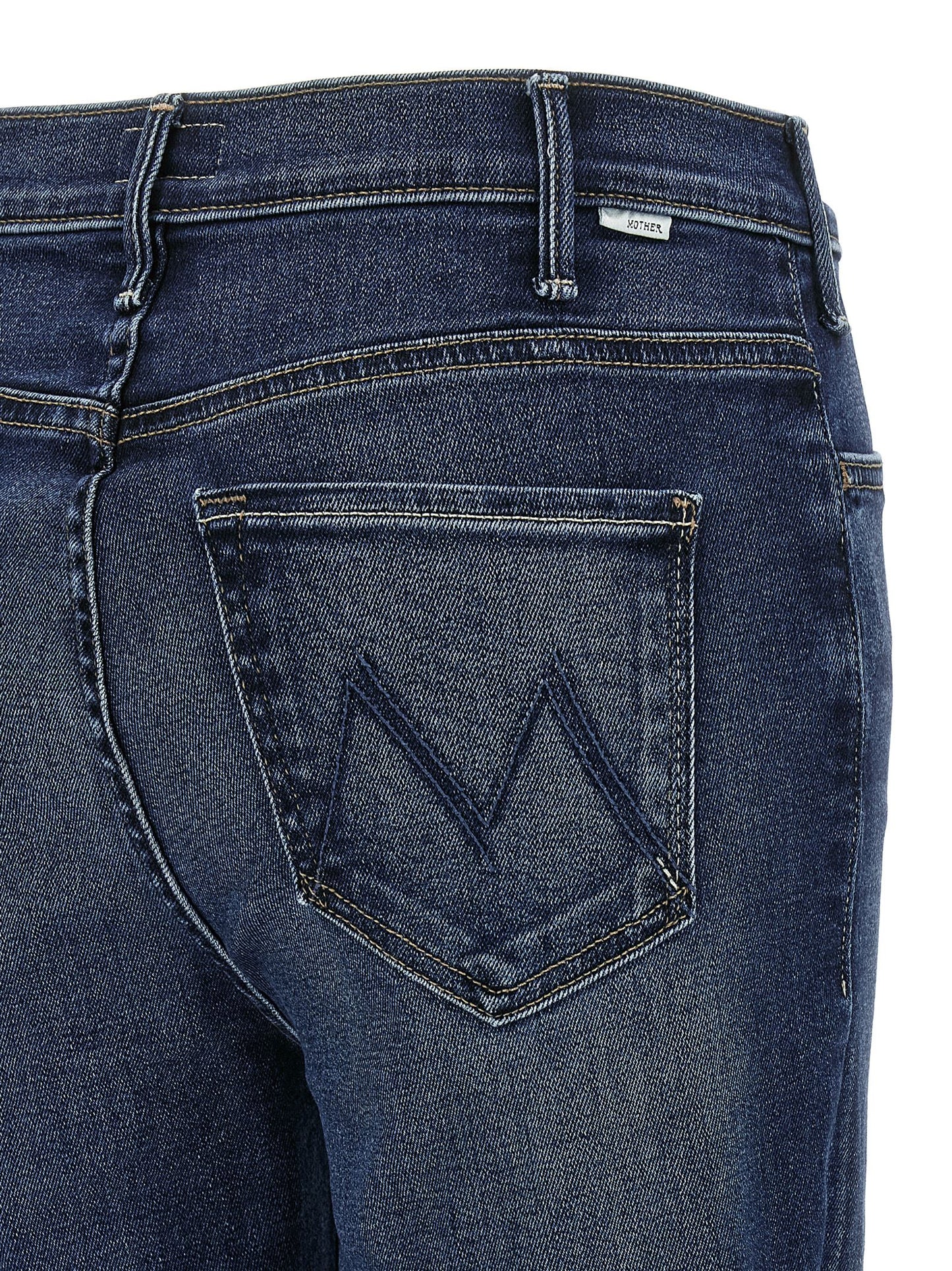 Jeans by Mother Denim for women in polyester polyurethane & denim cotton blue features an sartorial flared & cropped and cropped with a high rise cut for a sartorial finish.