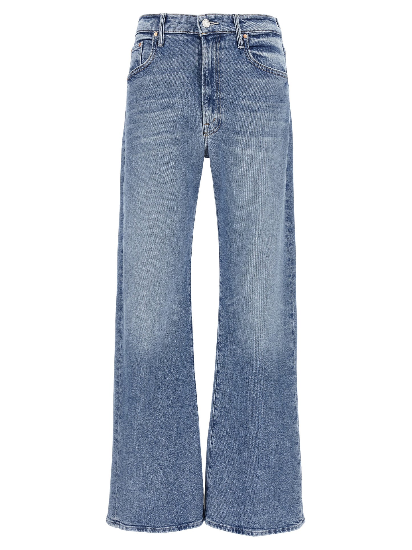 Jeans by Mother Denim for women in stretch denim cotton light-blue features an sartorial straight-leg and long with a high rise cut for a sartorial finish.