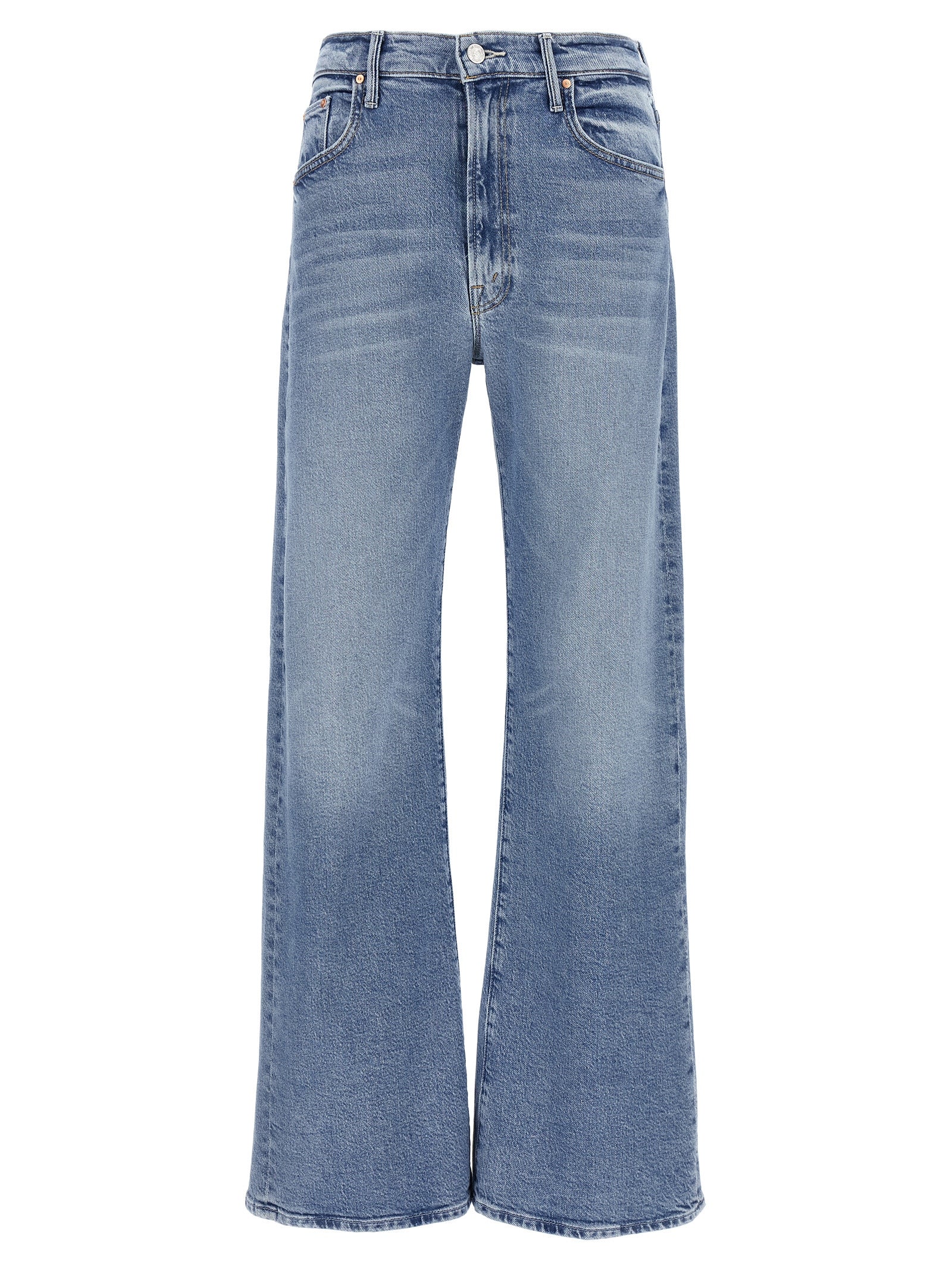 Jeans by Mother Denim for women in stretch denim cotton light-blue features an sartorial straight-leg and long with a high rise cut for a sartorial finish.