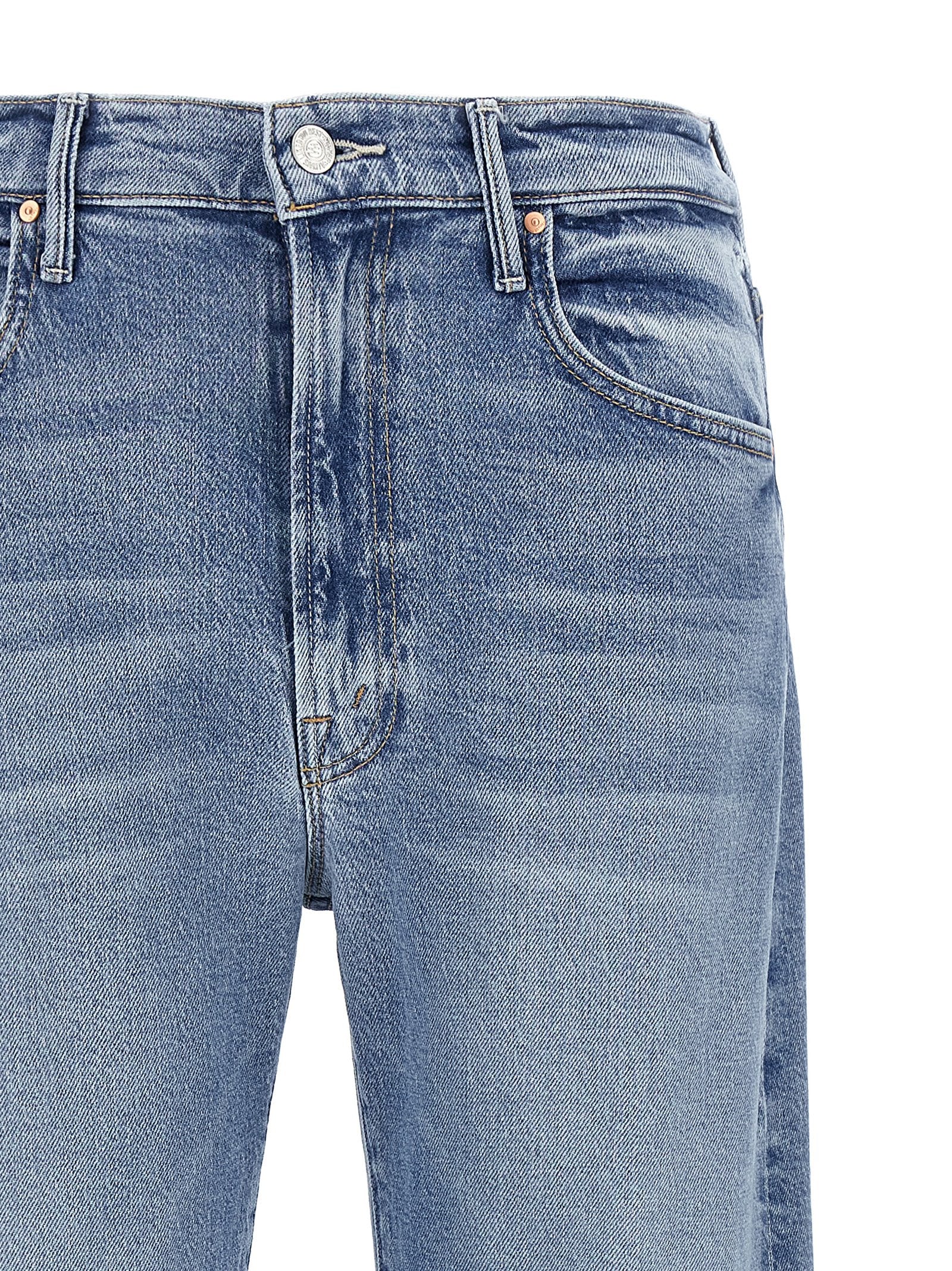 Jeans by Mother Denim for women in stretch denim cotton light-blue features a refined silhouette with a refined straight-leg, defined by a high rise and a refined long for a refined finish.