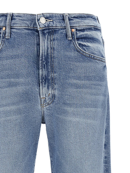 Jeans by Mother Denim for women in stretch denim cotton light-blue features a refined silhouette with a refined straight-leg, defined by a high rise and a refined long for a refined finish.