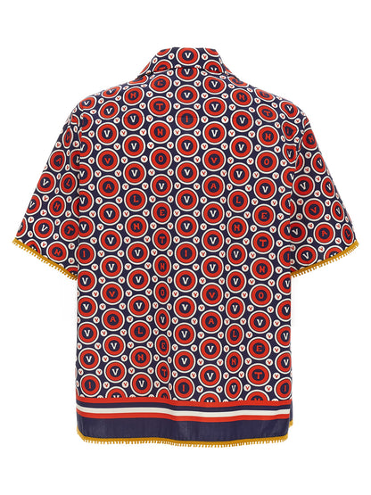 Shirt by Valentino Garavani for men in cotton multicolor & patterned showcases a sleek silhouette, elegantly detailed with a sleek v-neck lapel neckline and for a sleek finish.