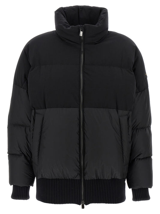 Bomber Jacket by Tatras for women in nylon fabric black showcases a bohemian silhouette, artfully detailed with a bohemian and signature insulated & pockets for a truly bohemian finish.