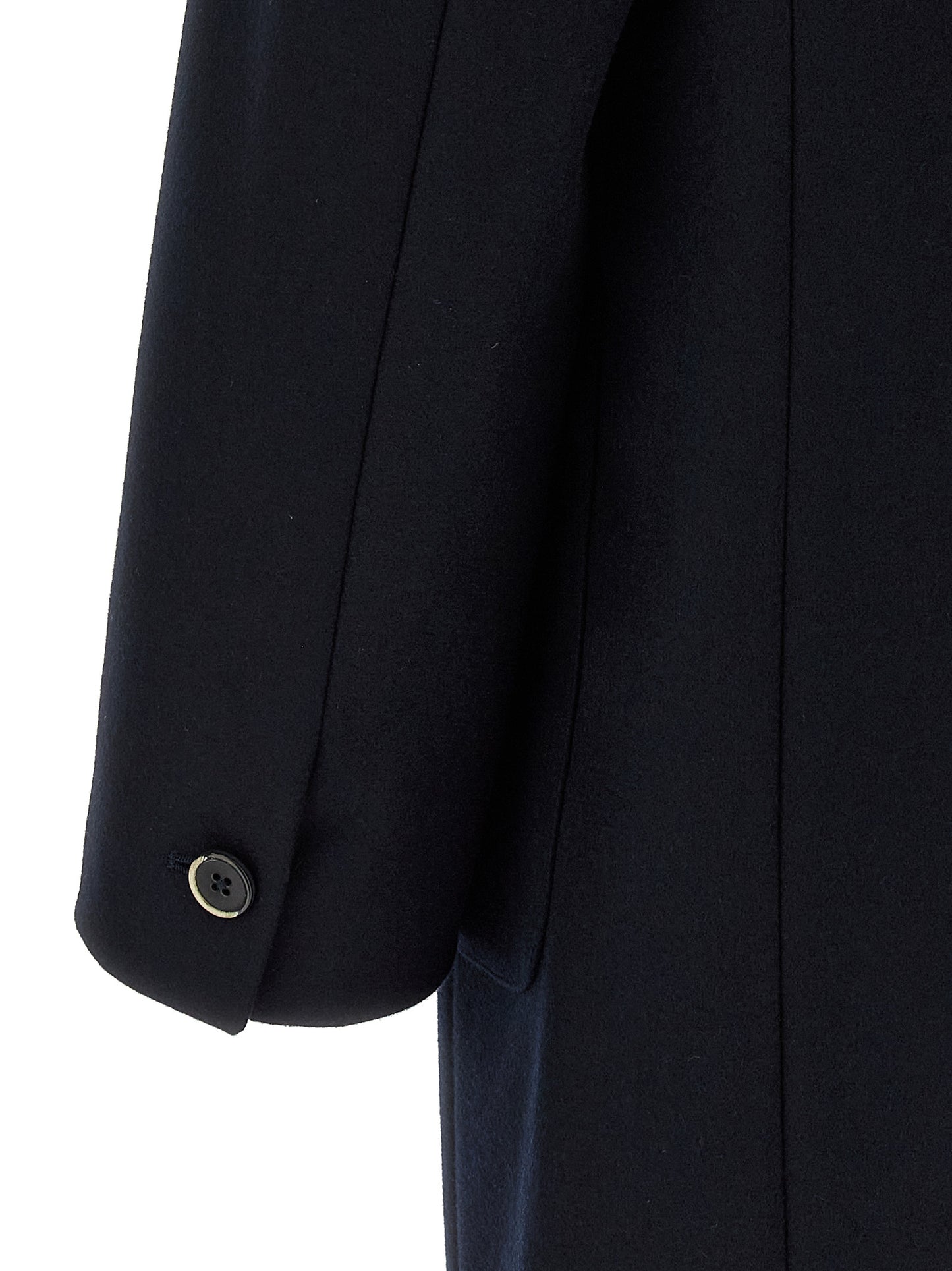 Overcoat by BARENA for men in polyamide wool blue showcases a architectural silhouette, artfully detailed with a distinctive and functional for a architectural finish.