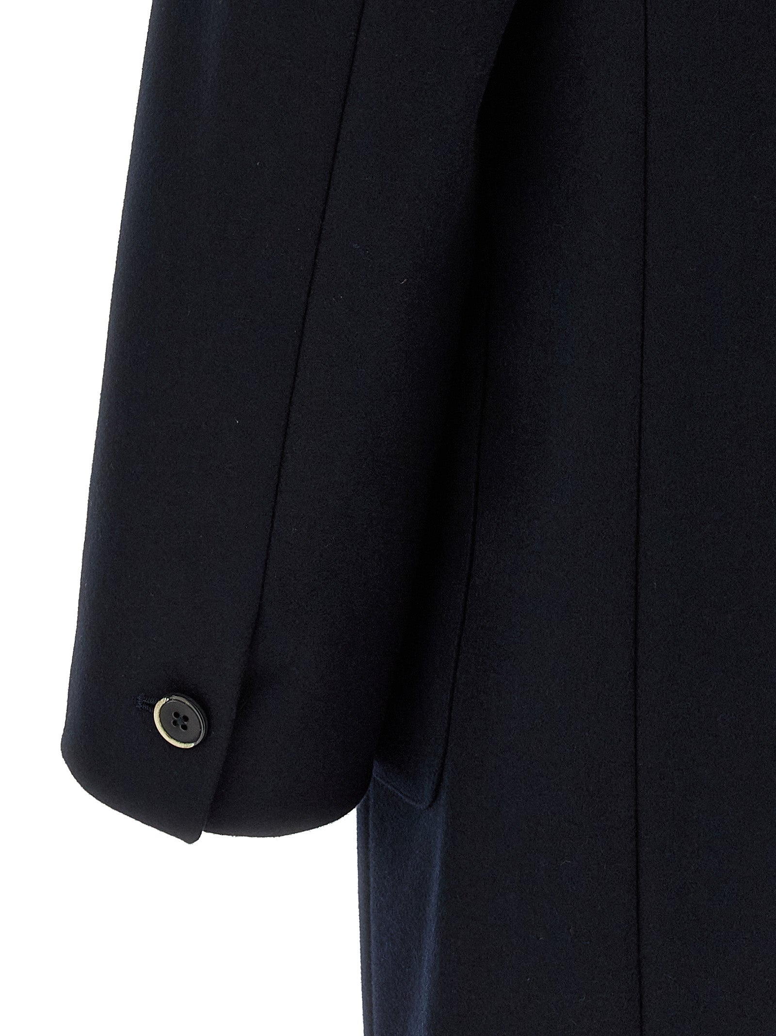 Overcoat by BARENA for men in polyamide wool blue showcases a architectural silhouette, artfully detailed with a distinctive and functional for a architectural finish.