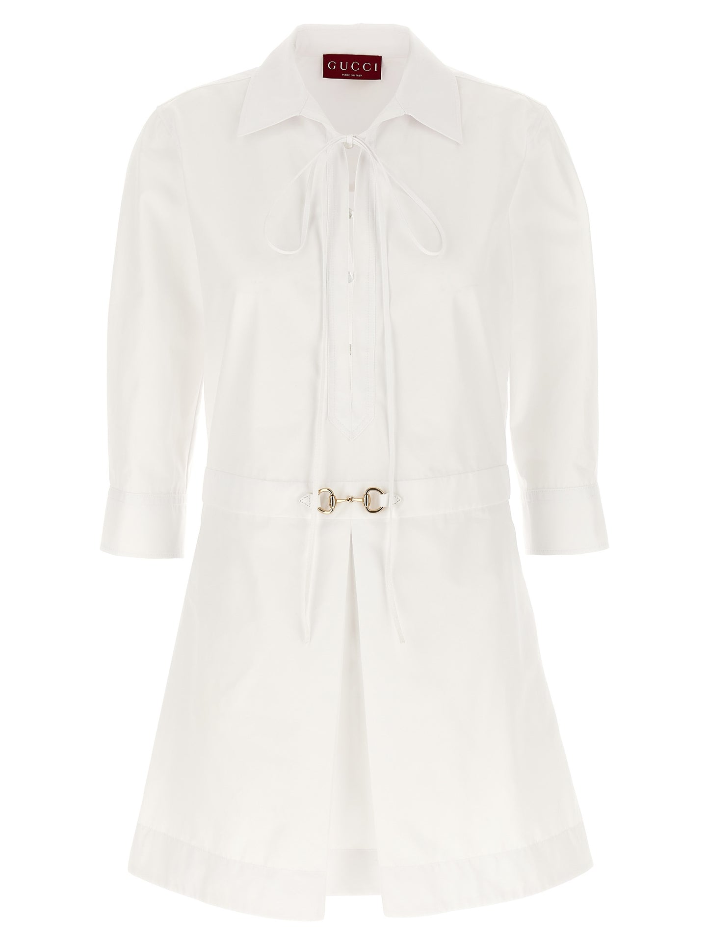 Dress by Gucci for women in cotton white features an magnificent silhouette, artfully detailed with a magnificent and three-quarter-sleeve that flows into an magnificent short mini.