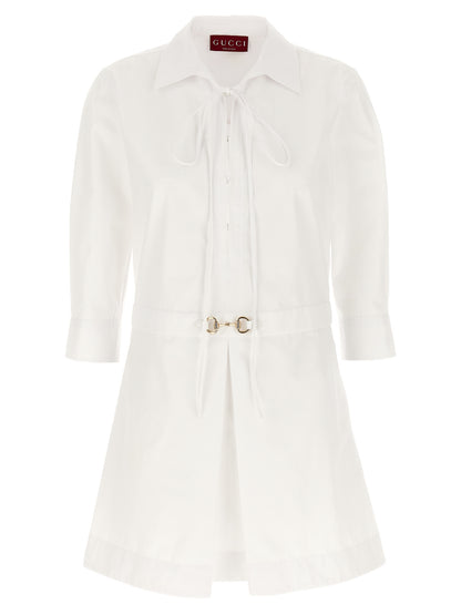 Dress by Gucci for women in cotton white features an magnificent silhouette, artfully detailed with a magnificent and three-quarter-sleeve that flows into an magnificent short mini.