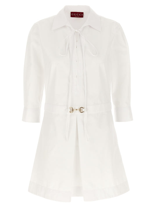 Dress by Gucci for women in cotton white features an magnificent silhouette, artfully detailed with a magnificent and three-quarter-sleeve that flows into an magnificent short mini.