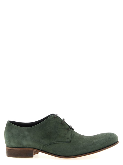 Lace-Up Shoes by JULIAN for men in suede leather bicolour & green showcases a timeless silhouette from the Men's Suede Leather Lace-Up Shoes collection, featuring a timeless and for a timeless finish.