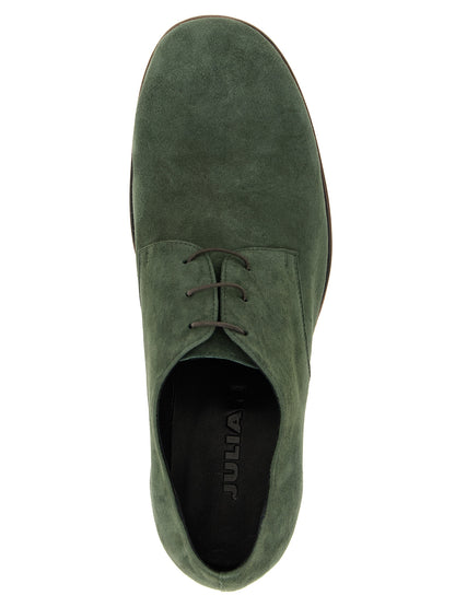 Lace-Up Shoes by JULIAN for men in suede leather bicolour & green features an ergonomic silhouette, perfectly showcasing Men's Suede Leather Lace-Up Shoes with its distinct and elegant .