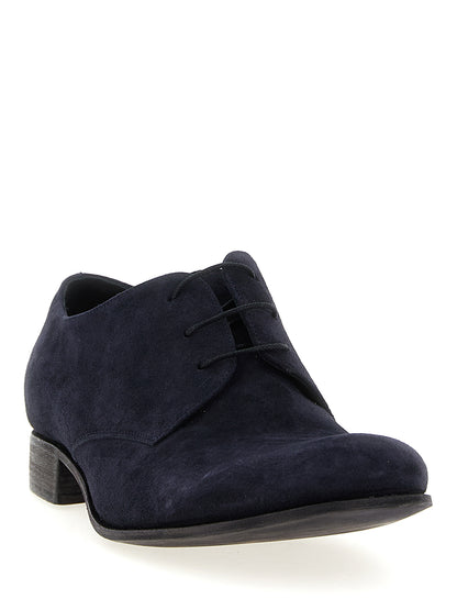 Lace-Up Shoes by JULIAN for men in suede leather blue showcases a resplendent Men's Suede Leather Lace-Up Shoes aesthetic, defined by its resplendent and elegant .