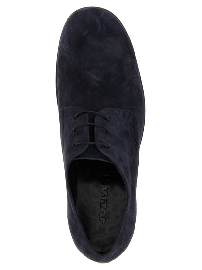 Lace-Up Shoes by JULIAN for men in suede leather blue showcases a resplendent Men's Suede Leather Lace-Up Shoes aesthetic, defined by its resplendent and elegant .