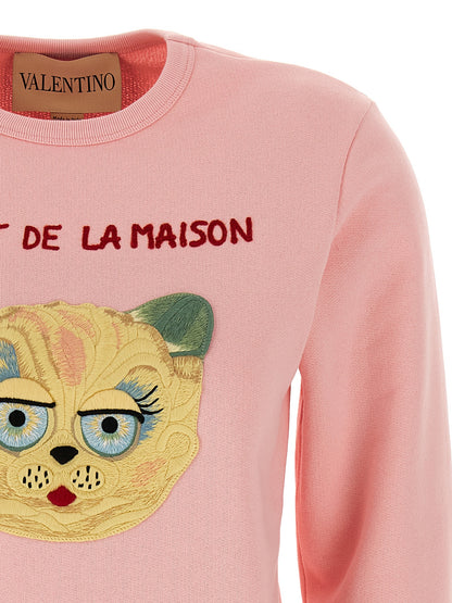 Sweatshirt by Valentino Garavani for women in cotton multicolor & pink presents a smart casual silhouette, featuring a smart casual crew neckline and for a sophisticated look.