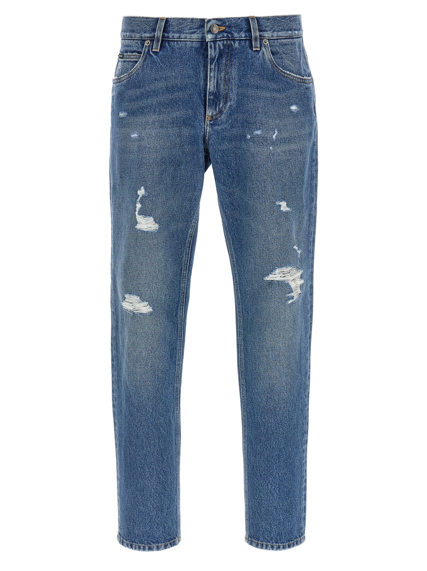 Jeans by Dolce & Gabbana for men in denim cotton blue & signature features an sophisticated and straight-leg with a precise long, creating a sophisticated and sophisticated silhouette.