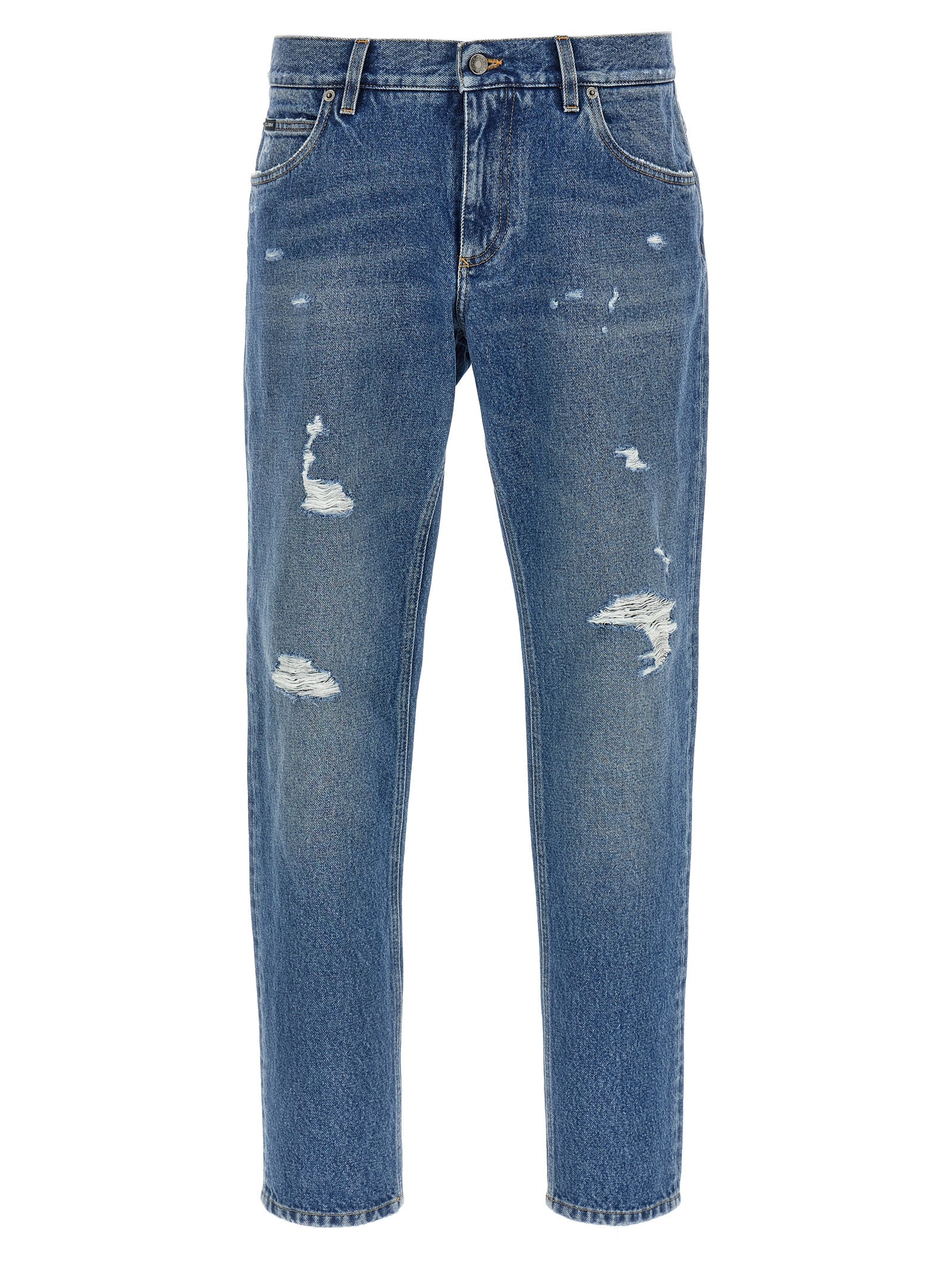 Jeans by Dolce & Gabbana for men in denim cotton blue & signature features an sophisticated and straight-leg with a precise long, creating a sophisticated and sophisticated silhouette.