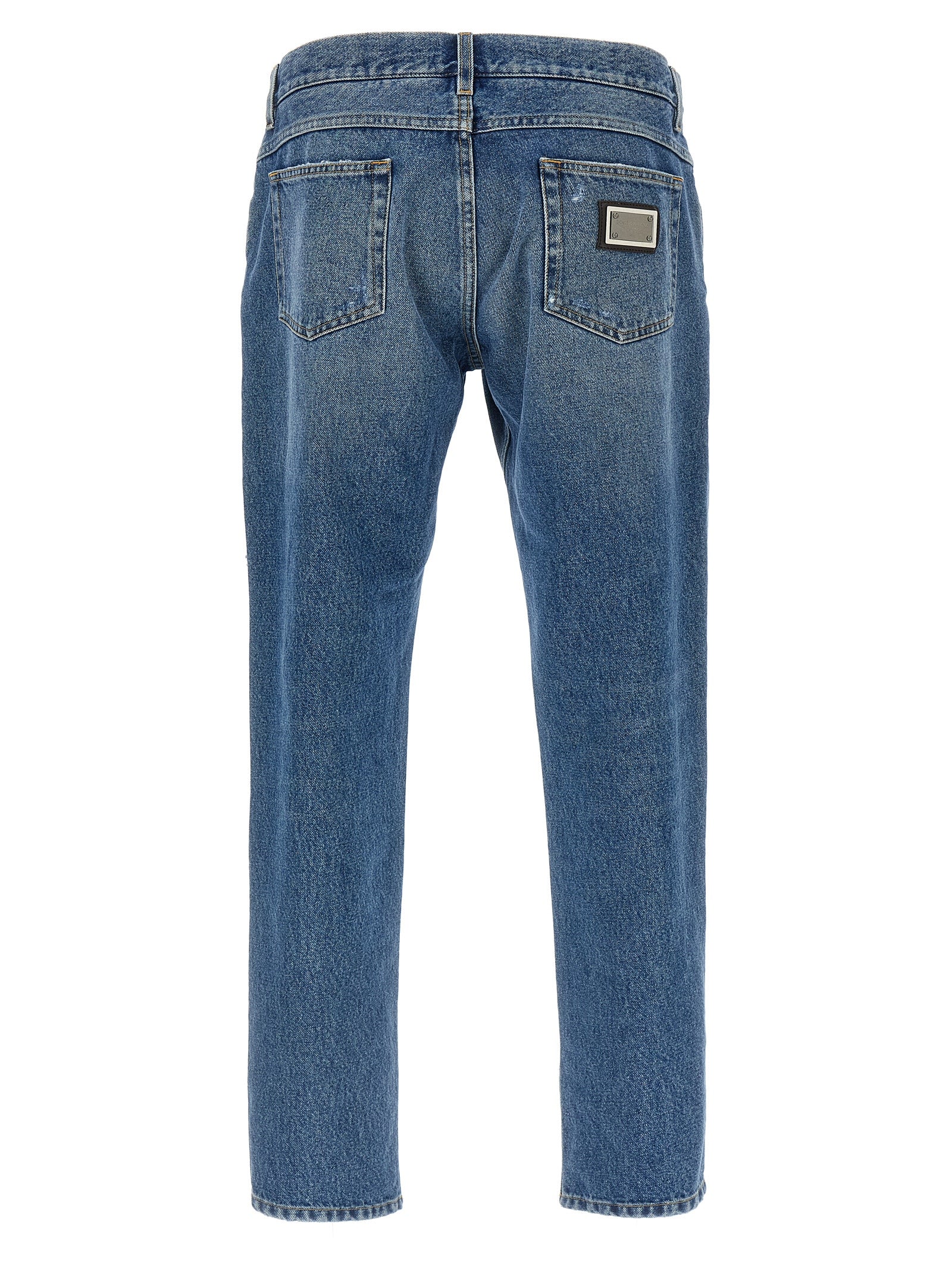 Jeans by Dolce & Gabbana for men in denim cotton blue & signature features a refined silhouette with a refined straight-leg, defined by a and a refined long for a refined finish.
