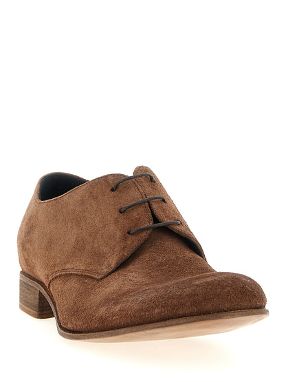 Lace-Up Shoes by JULIAN for men in suede leather brown features an ergonomic silhouette, perfectly showcasing Men's Suede Leather Lace-Up Shoes with its distinct and elegant .