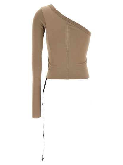 Shirt by DRKSHDW for women in cotton beige presents a discerning silhouette, showcasing a sophisticated asymmetric neckline and for a truly discerning finish.