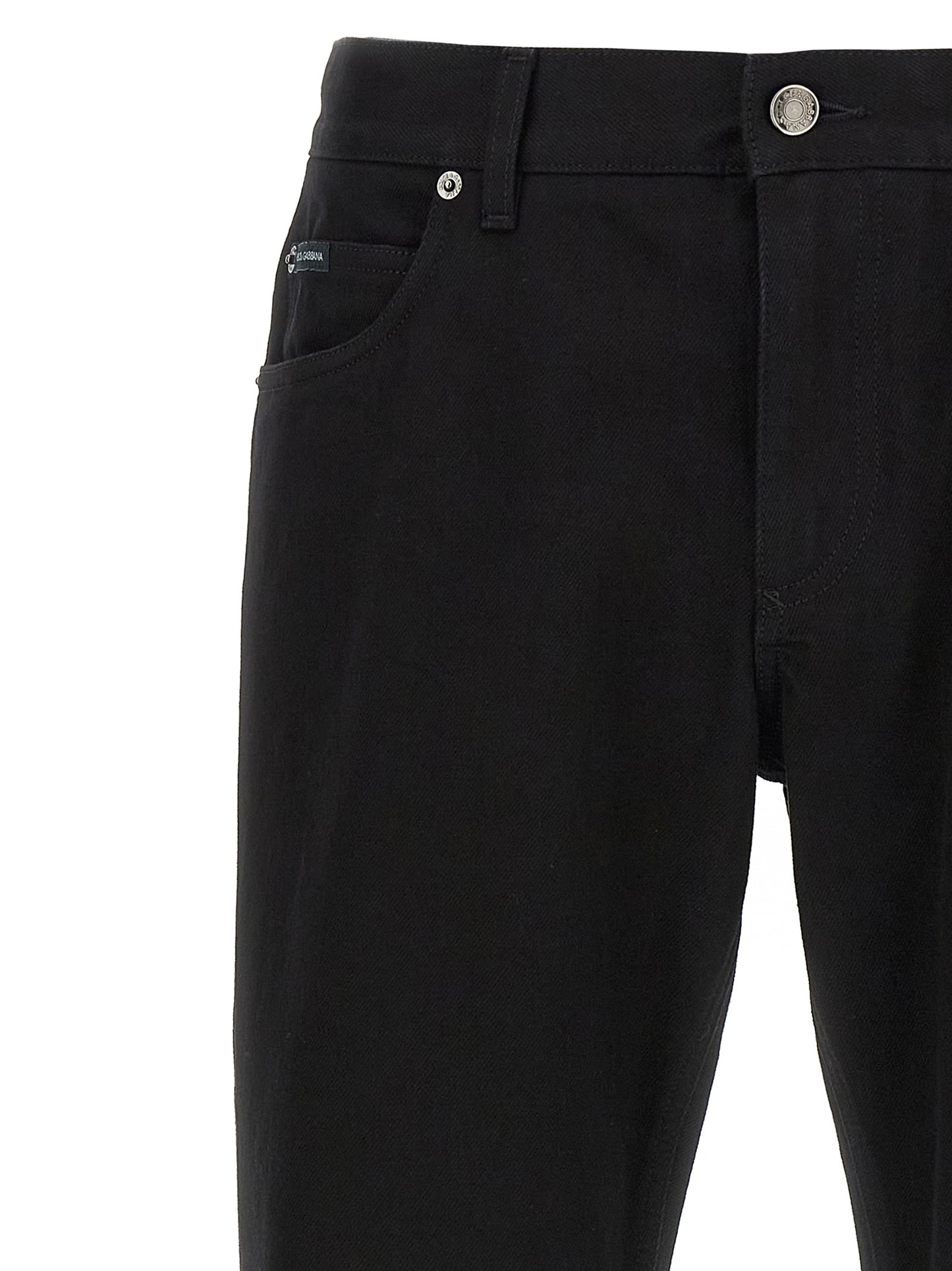 Jeans by Dolce & Gabbana for men in denim cotton black features an sartorial straight-leg and long with a cut for a sartorial finish.