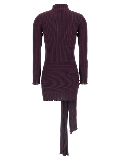 Dress by Giuseppe Di Morabito for women in polyamide merino wool acrylic purple features an sultry silhouette defined by a high-neck neckline and , falling to an sultry short mini for a sultry look.