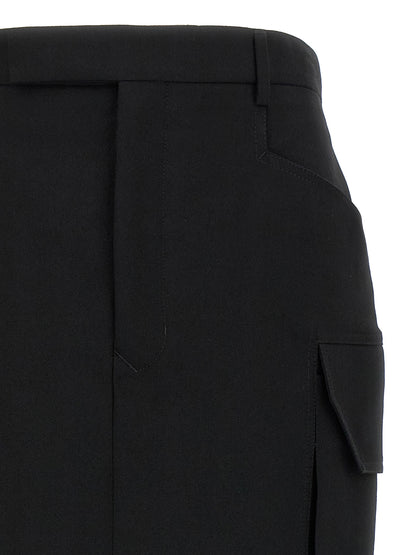 Skirt by Rick Owens for women in cupro wool black features a captivating silhouette, showcasing the captivating Women's Cupro Wool Midi Skirt design with a sophisticated midi for a captivating look.