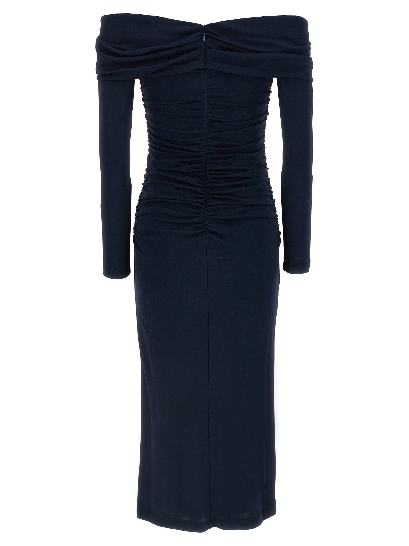 Dress by Carolina Herrera for women in polyamide acrylic marabou blue features an sultry silhouette defined by a and , falling to an sultry midi for a sultry look.