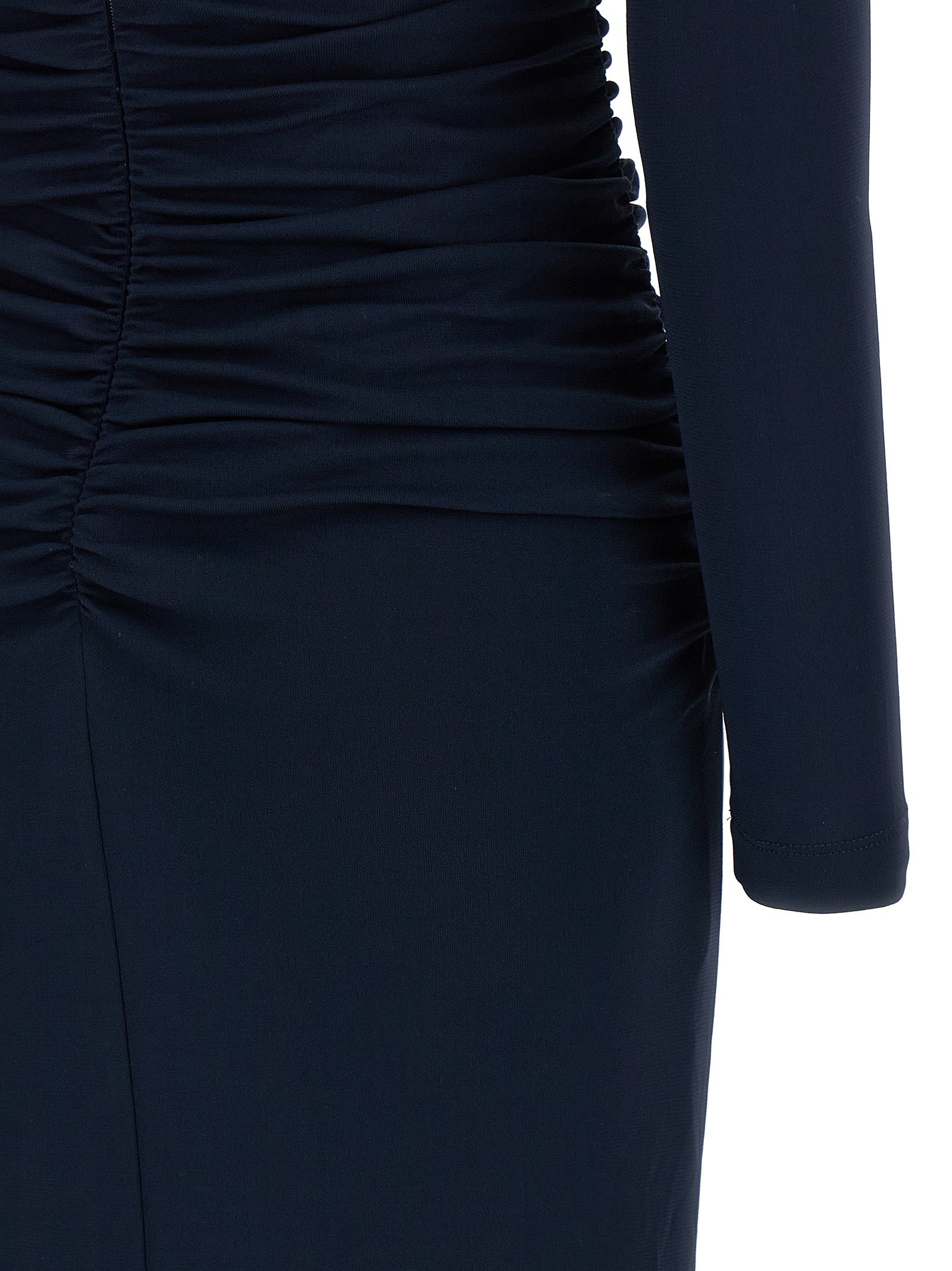 Dress by Carolina Herrera for women in polyamide acrylic marabou blue features a dramatic silhouette, showcasing an elegant and that flows into a dramatic midi.