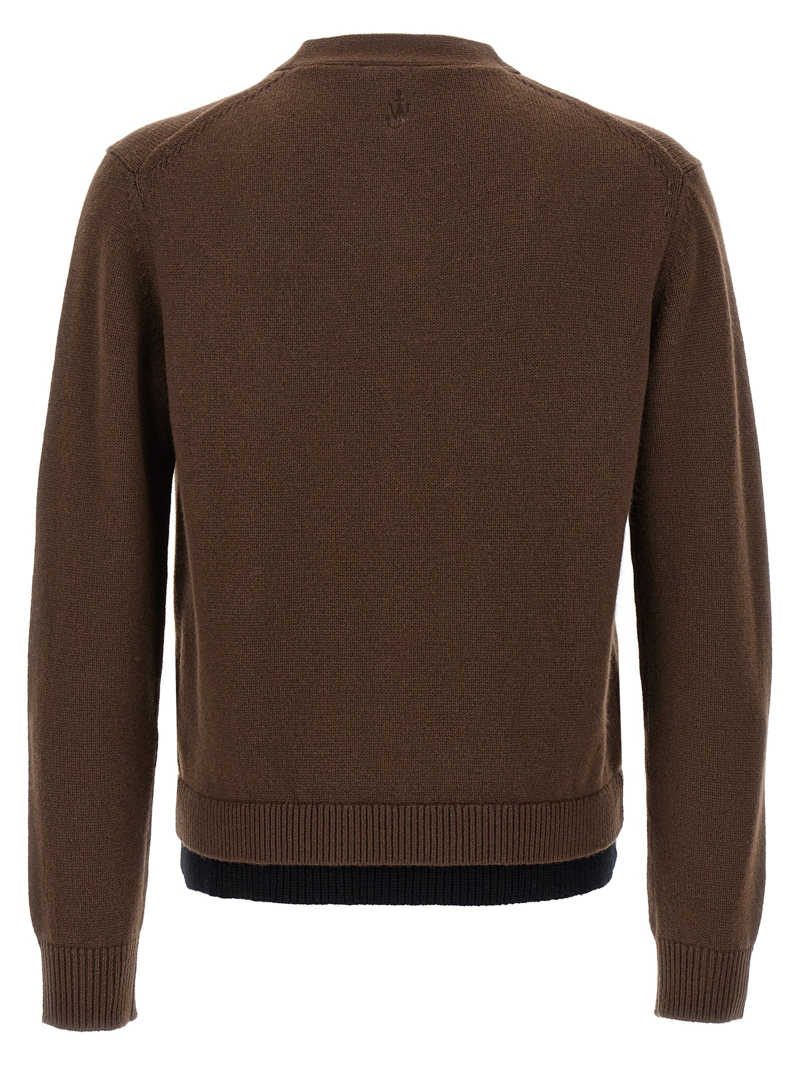 Cardigan by J.W.Anderson for men in cashmere brown showcases a luxurious silhouette, meticulously detailed with a sophisticated round v-neck neckline and for a refined finish.