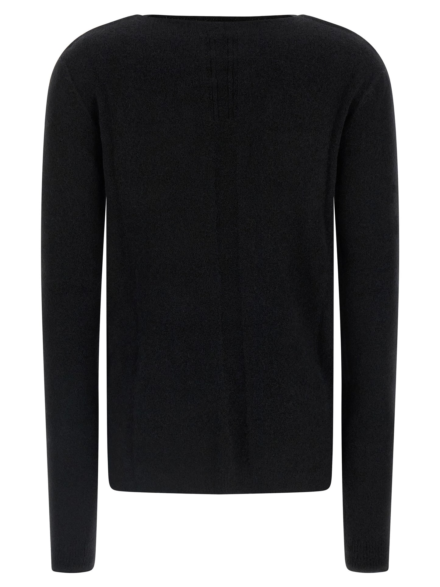 Cardigan by Rick Owens for women in nylon & wool black features an impeccable silhouette, showcasing a sophisticated boat neckline and detail for a truly impeccable finish.