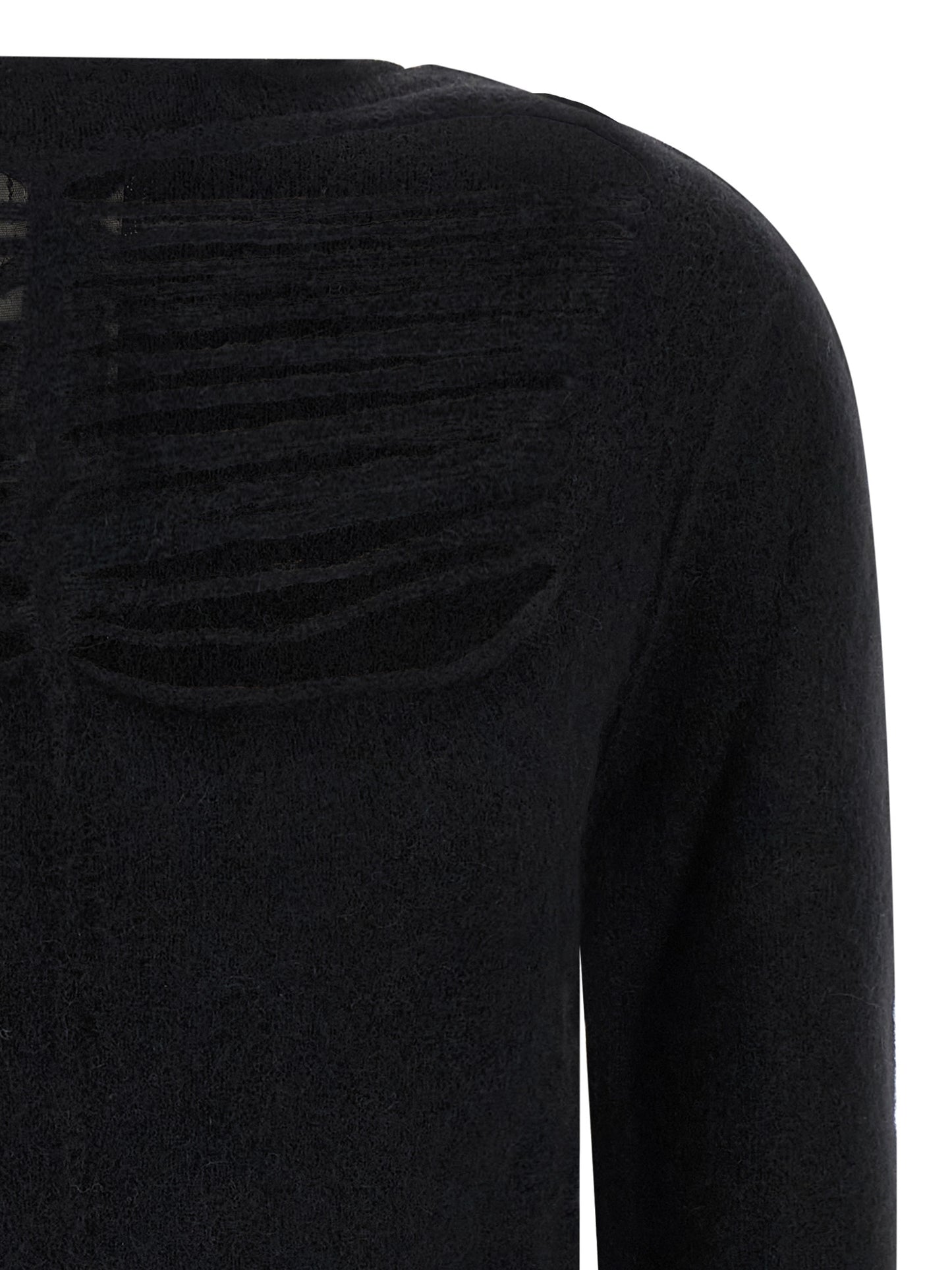 Cardigan by Rick Owens for women in nylon & wool black presents a textural silhouette, artfully finished with a textural boat neckline and for a sophisticated, textural look.