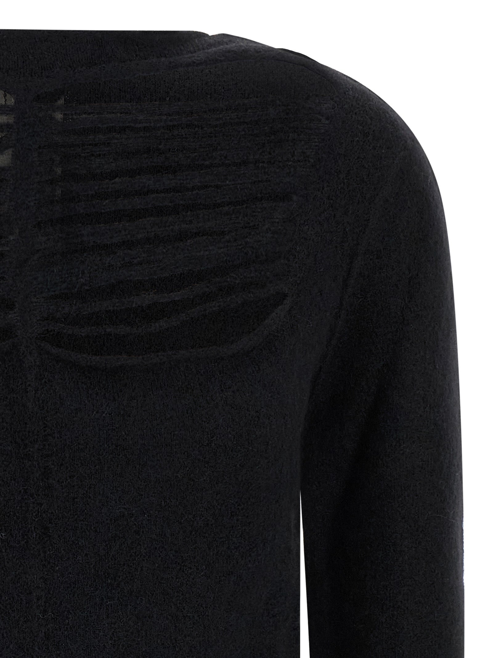 Cardigan by Rick Owens for women in nylon & wool black presents a textural silhouette, artfully finished with a textural boat neckline and for a sophisticated, textural look.