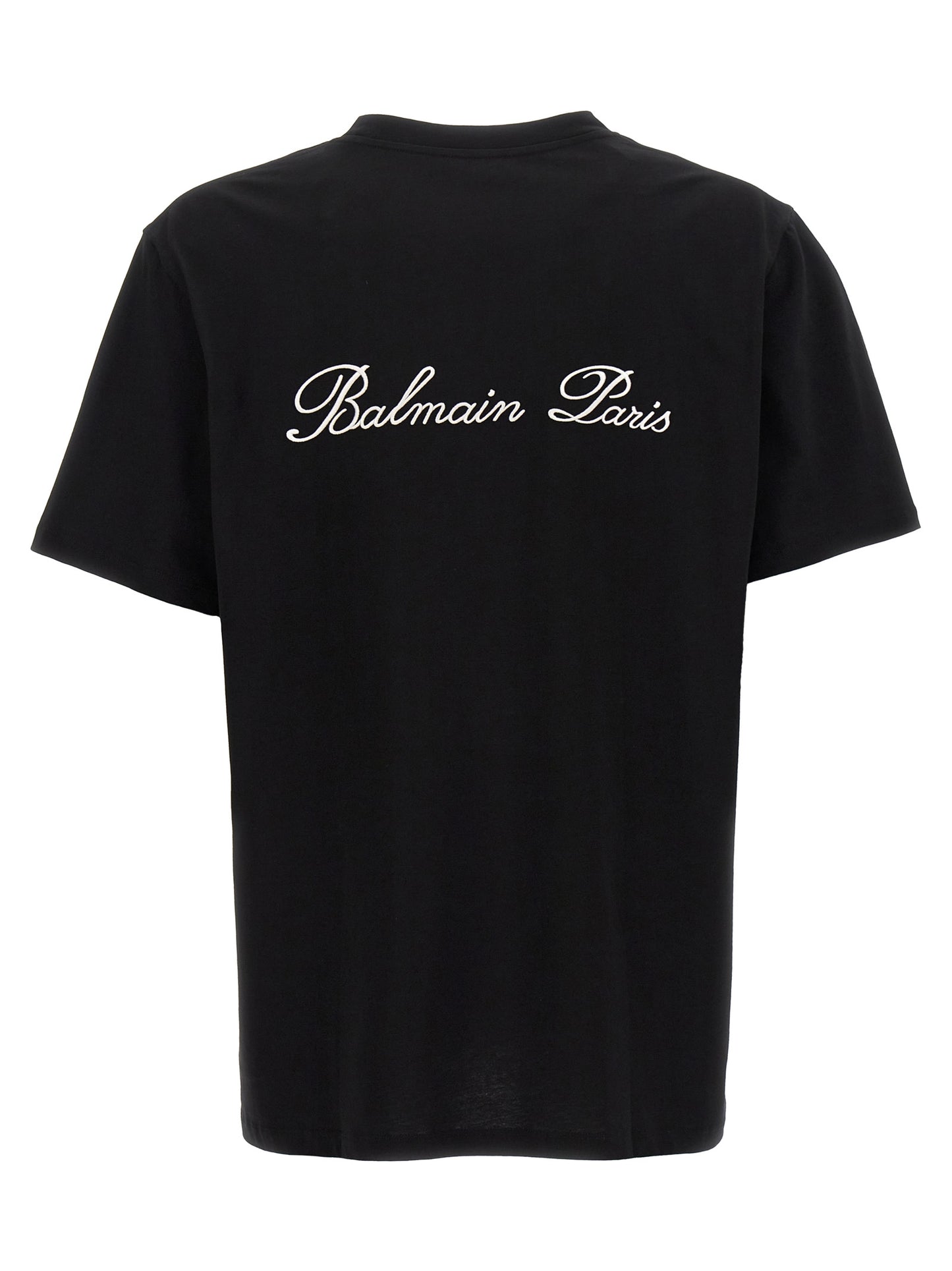 T-Shirt by Balmain for men in cotton bicolour, black, white & signature showcases a unassuming silhouette, artfully detailed with a refined and unassuming for a sophisticated, contemporary look.