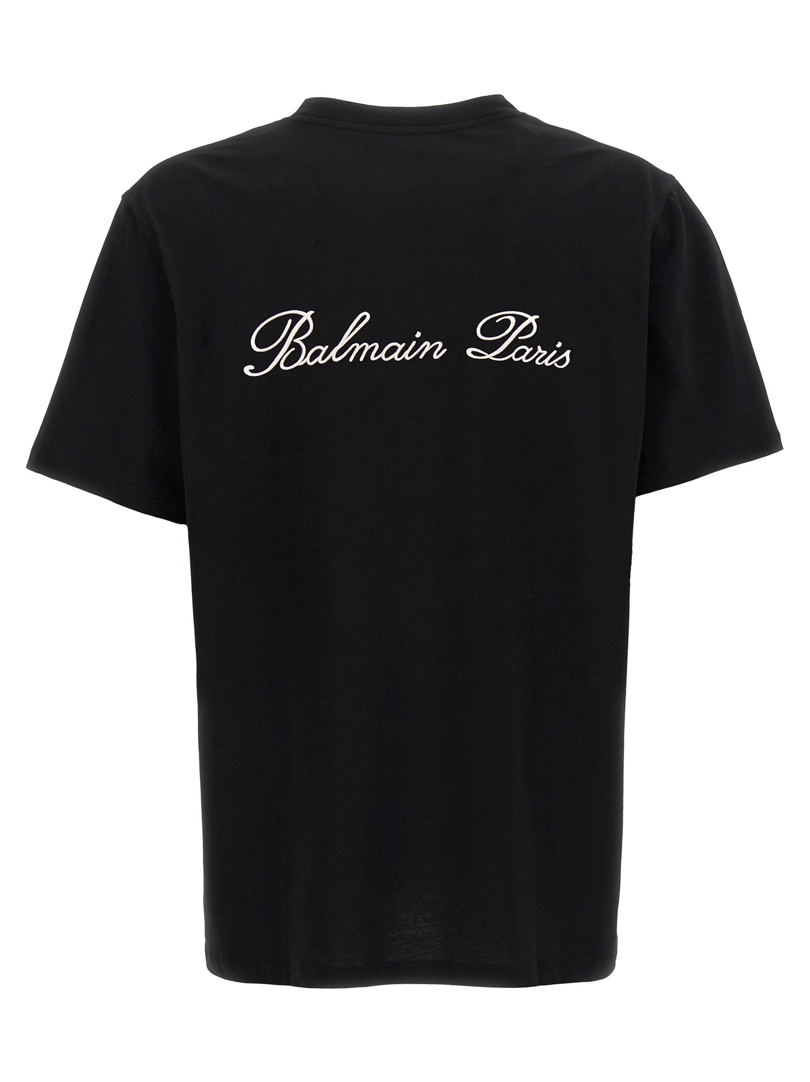 T-Shirt by Balmain for men in cotton bicolour, black, white & signature showcases a unassuming silhouette, artfully detailed with a refined and unassuming for a sophisticated, contemporary look.